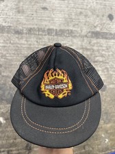 Harley Davidson Infant Fire Rare Hat Cap Black Snapback Made In The USA H08