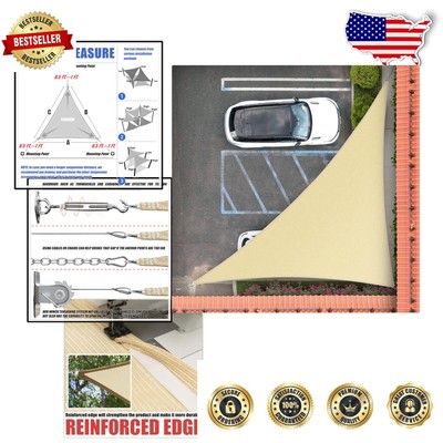 8' x 14' x 16.1' Beige Right Triangle Shade Sail   Heavy Duty & UV Block