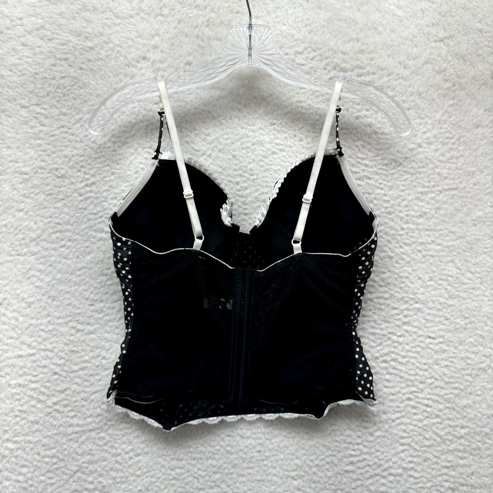 Corsé Bustier Lencería Grande Negro Blanco Lunares Satén Deshuesado Rockabilly Mod Foto 2 de 4