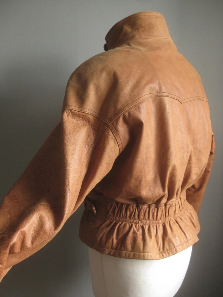 NEW WAVE LEATHER JACKET 10 8 80s 90s retro bomber biker adventure bound WILSONS