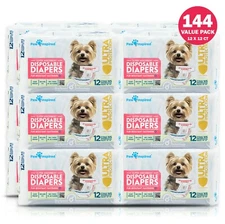 144ct Paw Inspired Dog Diapers Female Disposable, Puppy Diapers for Dogs in Heat