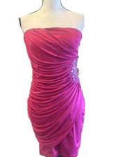 👠👗🩷NEW City Triangles Pink Jeweled Strapless Party Dress Ruched