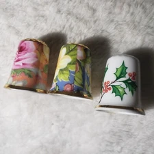 Gimble & Sons Floral Print Design Fine Bone China Decorative Thimbles England 3