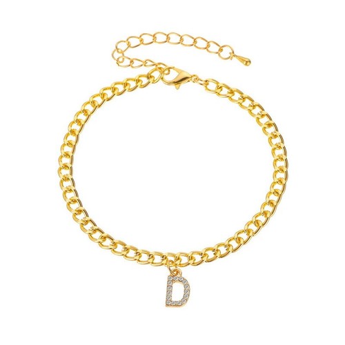 Initial Letter Alphabet Cuban Link Foot Chain Beach Boho Jewelry Gift Crystal - Picture 15 of 16