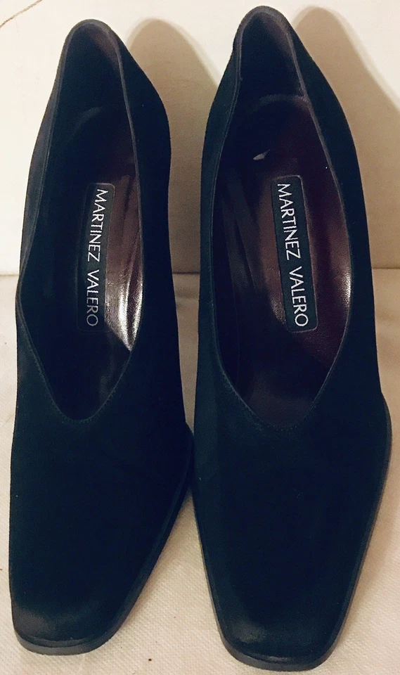 Martinez Valero Negro Vintage Gamuza Española Cuero Mujer Talla 8.5 M Usado en Excelente Condición Foto 2 de 4