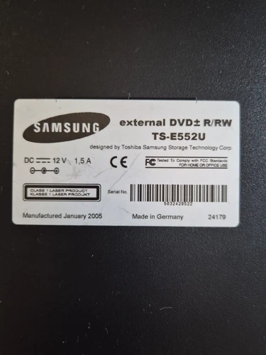 LETTORE DVD ESTERNO SAMSUNG TS-E552U vintage! DVD R/RW manufactured January 2005