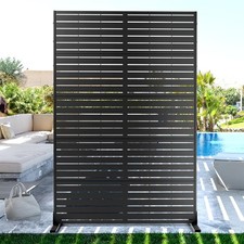 FENCY Metal Privacy Screen with Stand 72" H 44" W Outdoor Freestanding Priv