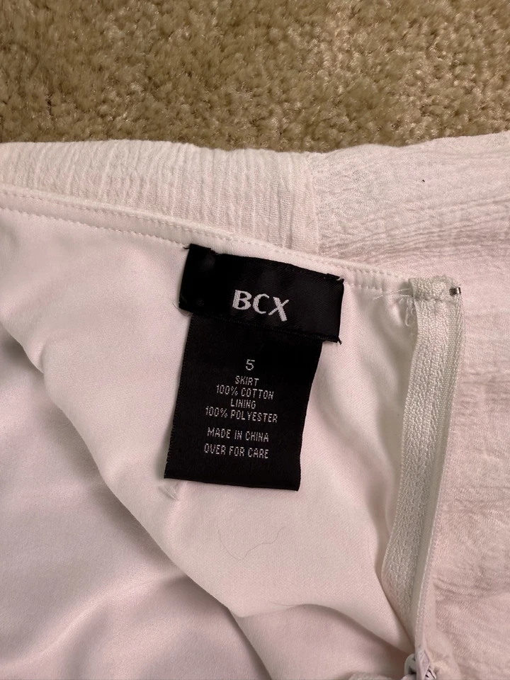 Falda BCX Damas Blanco Capa Look Hi Lo Volantes Talla 5 De Colección C803 Foto 3 de 4