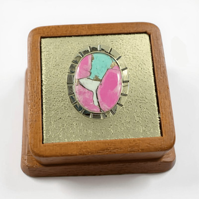 Unique Cotton Candy Turquoise Oval Cabochon Ring Sterling Silver Size 7 New