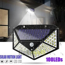 100LED Solar Wall Lights PIR Motion Sensor Outdoor Garden Security Lamp Lighting