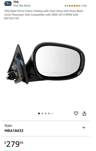 TRQ Right Mirror Fits 2009-2012 BMW 328i MRA18433