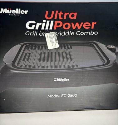 Mueller Austria 2-in-1 Indoor Grill & Griddle Black Nonstick Temperature Control