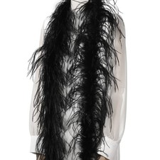 Black Ostrich Feather Boa 2 Yards 1Ply Long Halloween Party Craft Sewing