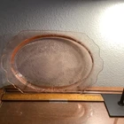 Vintage Pink Depression Glass Oval Platter – Sharon Cabbage Rose – 12" x 8"