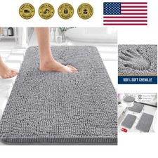 Bathroom Rugs 30x20, Extra Soft Absorbent Chenille Bath Rugs, Rubber Backing ...
