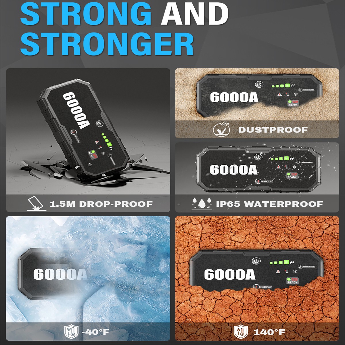 Portable 6000A Car Jump Starter Emergency Heavy Duty Battery Booster Supersafe