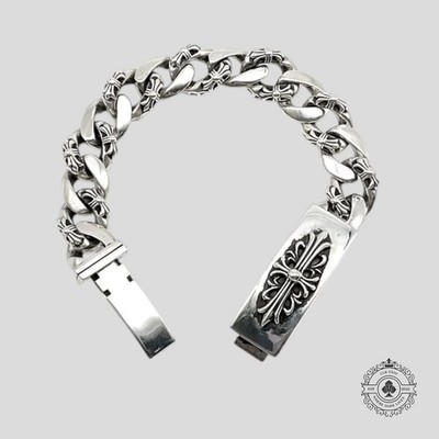 Chrome Hearts Fleur Cross Plate & Rings Bracelet in Silver | eBay