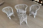 Vintage Rattan White Wicker Doll Furniture 1950s-60s Chair Sofa Table Barbie Sz