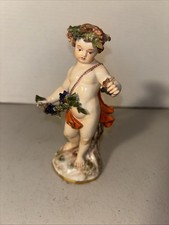 Antique Meissen Allegory of Autumn Putti Cherub Porcelain Figurine A69 Grapes
