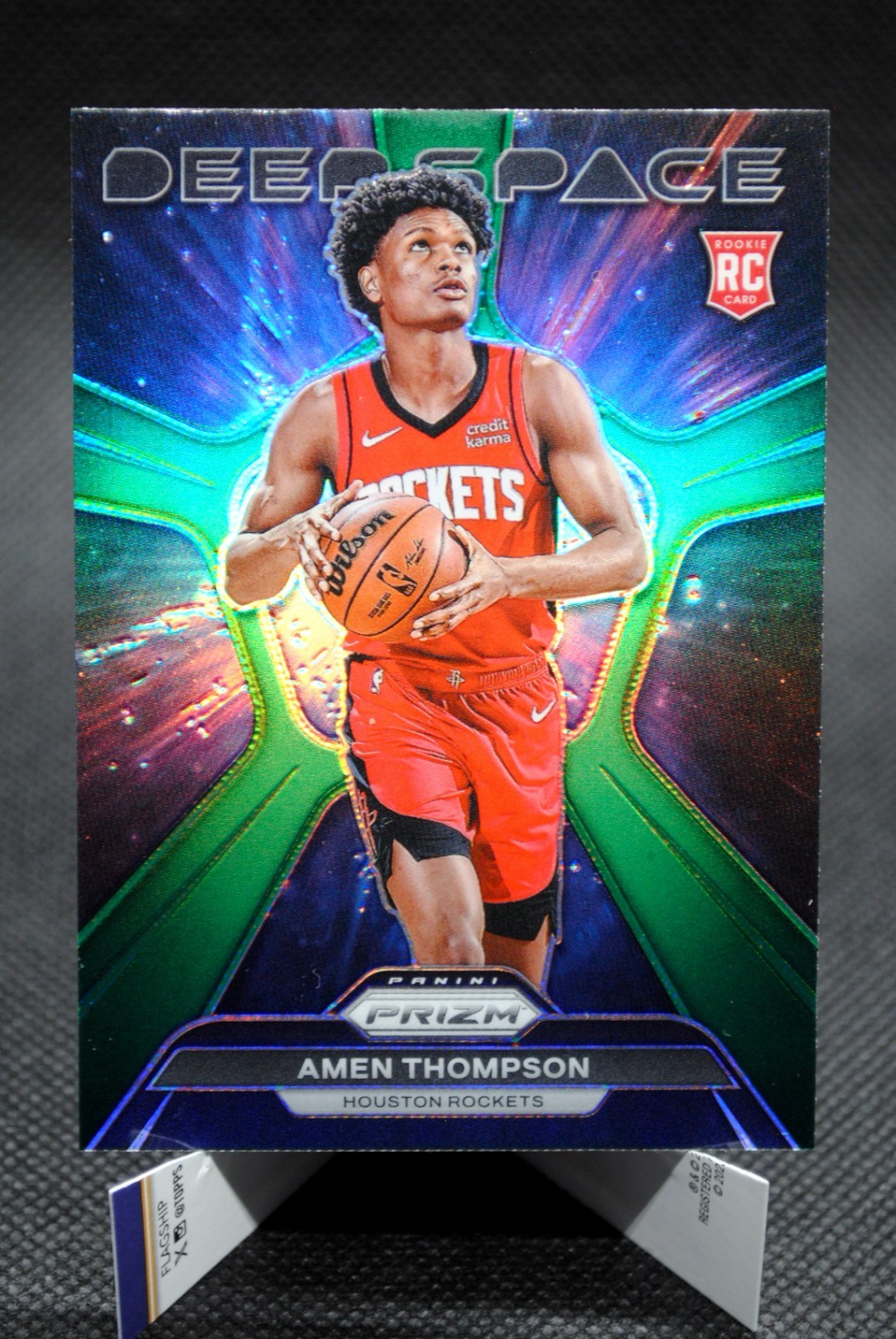 2023-24 Panini Prizm basketball Deep Space Green Prizm Amen Thompson Rookie #4