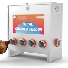 85-120LBS Capacity Chicken Feeder No Waste 10-Ports Automatic Large Poultry F...