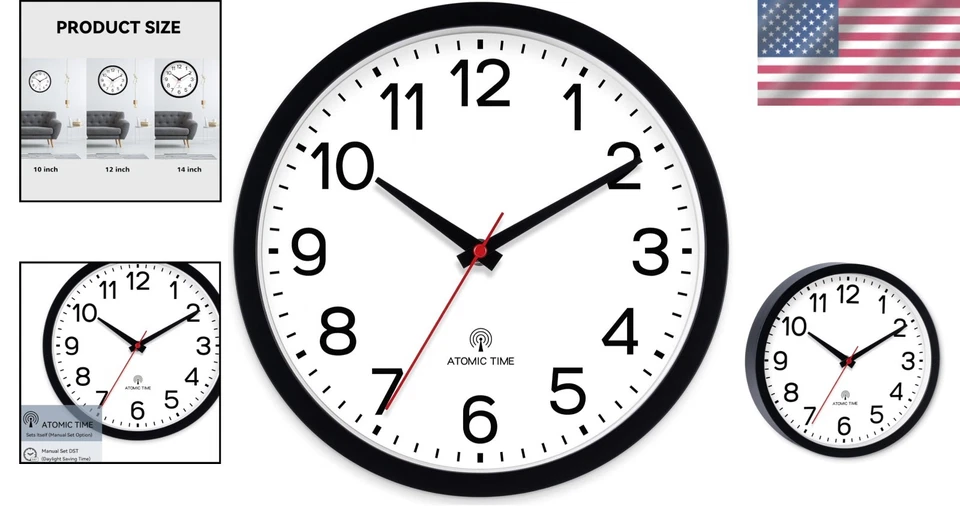 Modern 12 Inch Analog Atomic Clock - Battery-Powered for Accurate Time - Image 2 of 4