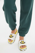 Champion Women's Plush Smile Slides White/Journey Yellow CP102032W