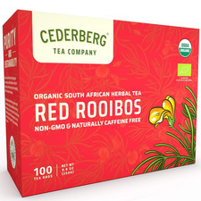 Red Rooibos Tea 100 Teabags USDA Organic - Naturally Caffeine Free -