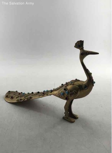 Home Decorative Art Multicolor Brass Beaded Peacock Statue Figurine