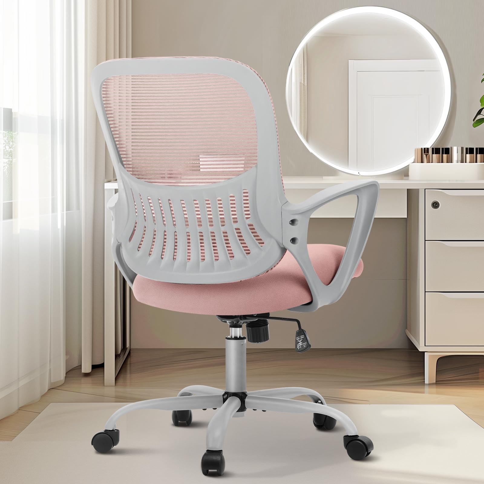 Sweetcrispy Office Managerial Desk Chair with Ergonomic Mid-Back Support