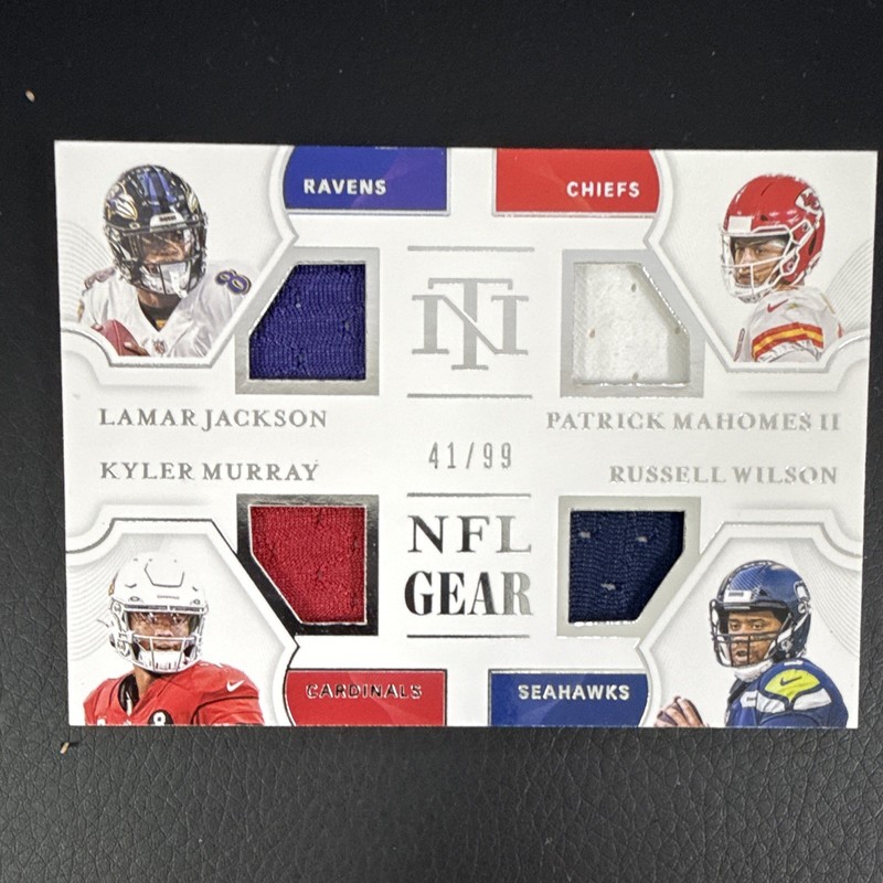2020 Panini National Treasures Mahomes Wilson Jackson Murray NFL Gear QM-QB41/99