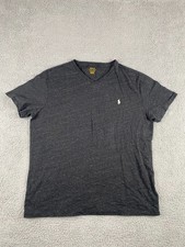 Polo Ralph Lauren Shirt Mens Large Gray Heather V-Neck Pony Logo Tee Tagless