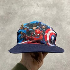Marvel Avengers Snapback Boys Adjustable Spiderman Captain America Cap, Blue