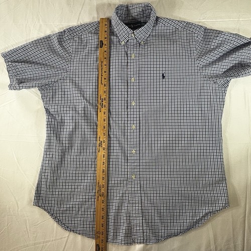 Ralph Lauren Shirt Men's Size XL Blue Plaid Short Sleeve Button Custom Fit - Picture 9 of 13