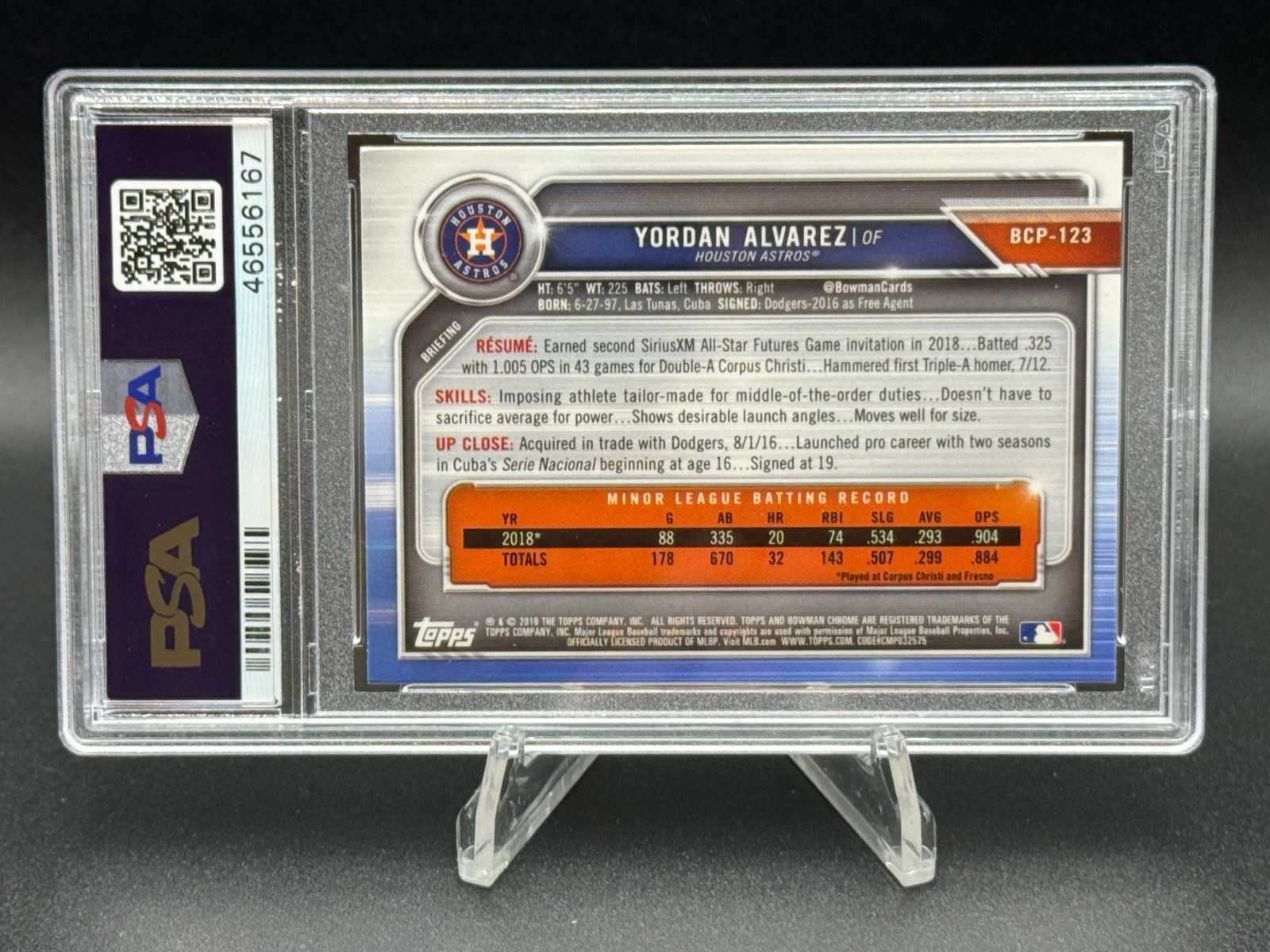 YORDAN ALVAREZ Rookie 2019 Bowman Chrome Prospects BCP123 🔥 PSA 10 GEM MINT 🔥 view 6