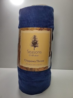 Seasons Collection Chippewa Throw Blanket 50x60 100% Polyester Sueded Blue Brown