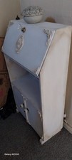 Vintage Painted Wooden Bureau Writing Desk with Shelf and Cupboard VGC 