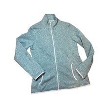 Eddie Bauer Teal Heathered Fleece Zip Up Jacket Women's Size Small