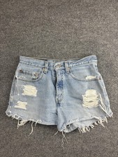 Vintage Levis 550 Shorts Womens 31 Distressed Light Wash Relaxed Fit Cut Off