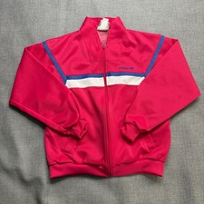 Vintage 80s Adidas Track Jacket Women's M Pink Full Zip Long Sleeve