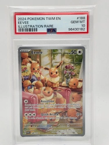 🍁 2024 Pokemon Twilight Masquerade Eevee 188/167 Illustration Rare PSA 10
