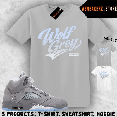 Tee Shirt Matching AJ 5 Wolf Grey 2026 To Match Sneaker Jersey 5s T-Shirt