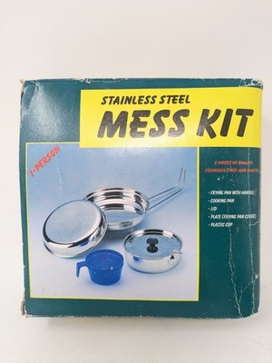 Stainless Steel Mess Kit Camping Cookware Set Fry Pan Kettle Pot Cup Nest Stack