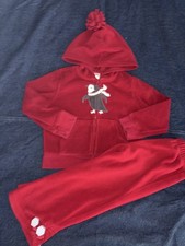 Two Piece Gymboree Girl 3/4 Penguin Snowflake Holiday Sweatsuit Pants Hoodie Set