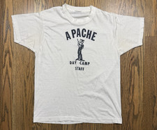 60's 70's True Vintage Boy Scouts Apache Day Camp Staff Shirt Paper Thin M/L