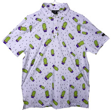 Sunday Swagger Men's Golf Polo Shirt Medium M Multicolor Cactus Graphic AOP