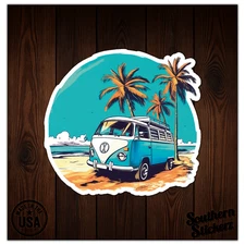 Camper Van Retro Beach - Vinyl Decal Sticker - Car Window Laptop - ebn11118