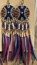 BOHO Feather Beaded Earrings Fringe Tassel Bohemian Ethnic Dangle Drop 4