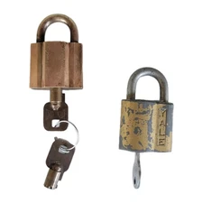 Lot Of 2 Vintage Padlocks Dynalock Military Brass & Yale Stainless Steel