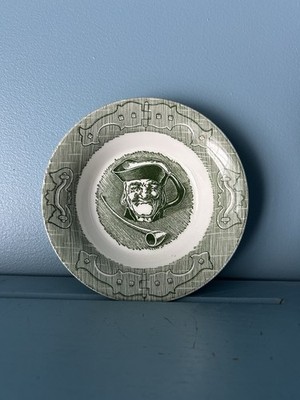 Vintage Antique The Old Curiosity Shop Green Transferware Bowl